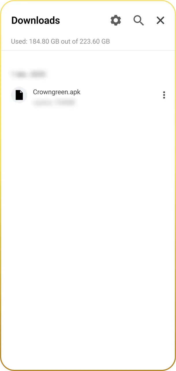 Open the downloaded APK file to proceed with the Crowngreen app.