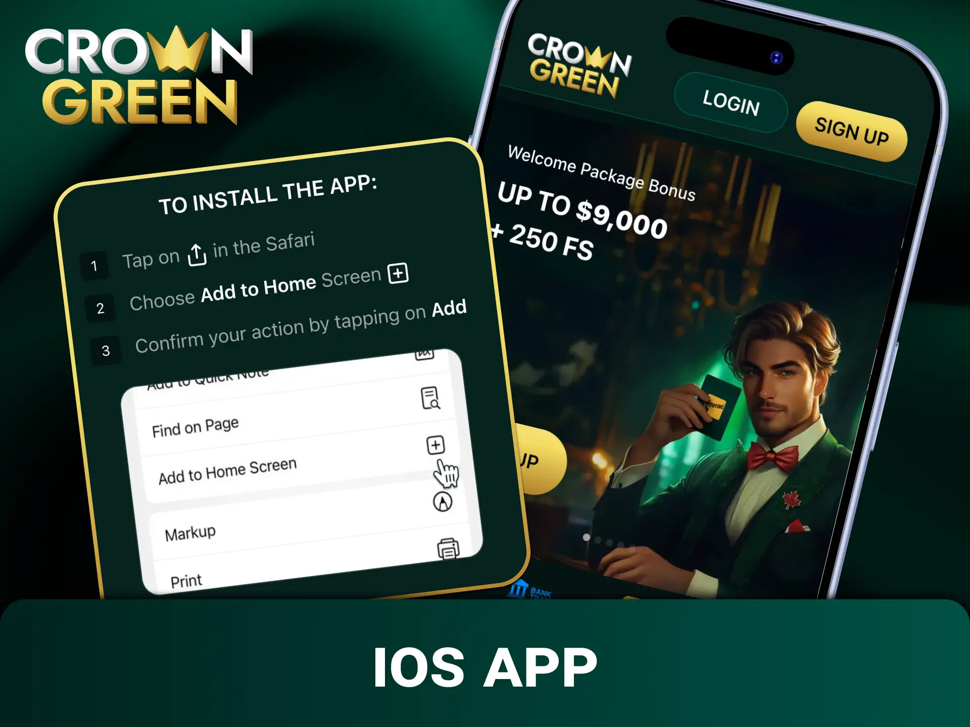 Install the Crowngreen casino iOS app to enjoy seamless gaming on iPhone.