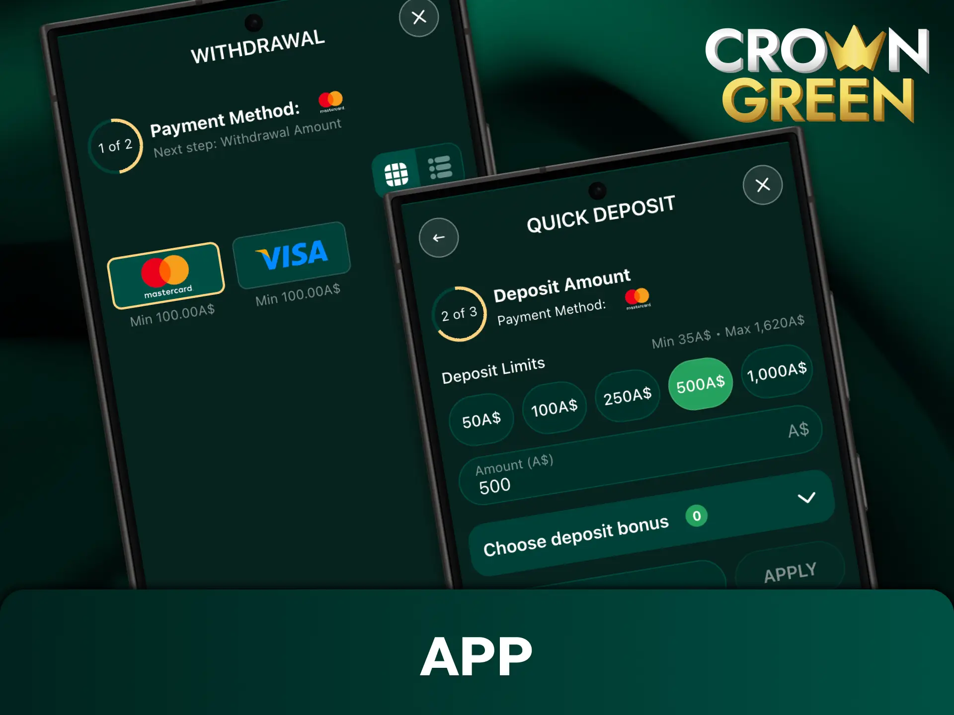 Manage instant transactions and cash out your funds directly through the mobile interface on Crowngreen payments.