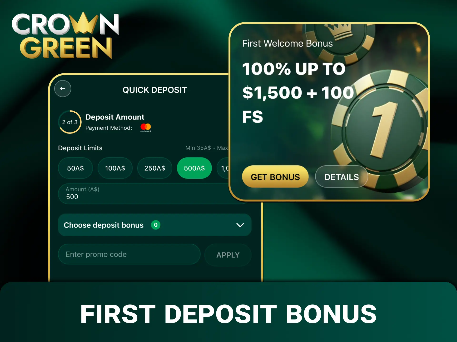 Claim the Crowngreen deposit bonus to boost your starting balance as a new player.
