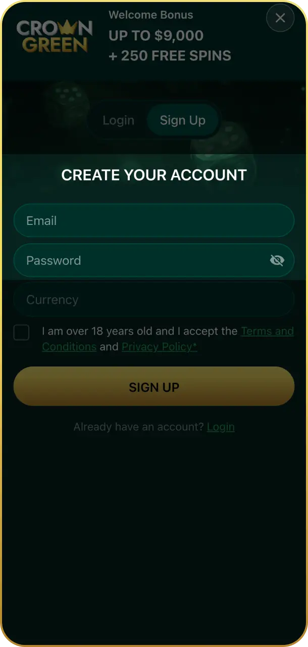 Enter your personal details to complete the profile form on Crowngreen registration.