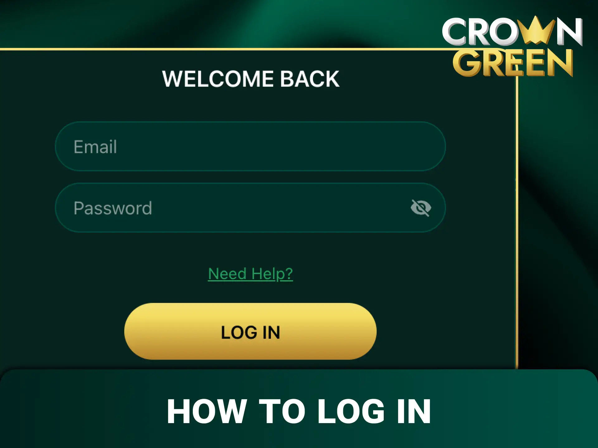 Log in to your profile securely to access Crowngreen registration features.