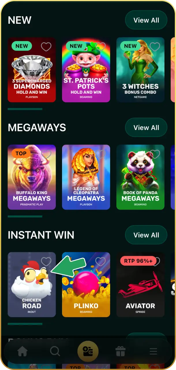 Choose real money or demo play to enjoy games on Crowngreen slots.